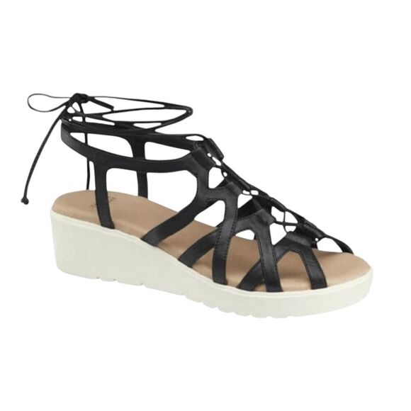 JOHNSTON & MURPHY Chasity Ghillie Leather Lace-Up Wedge Sandal Size 8M - Picture 1 of 7